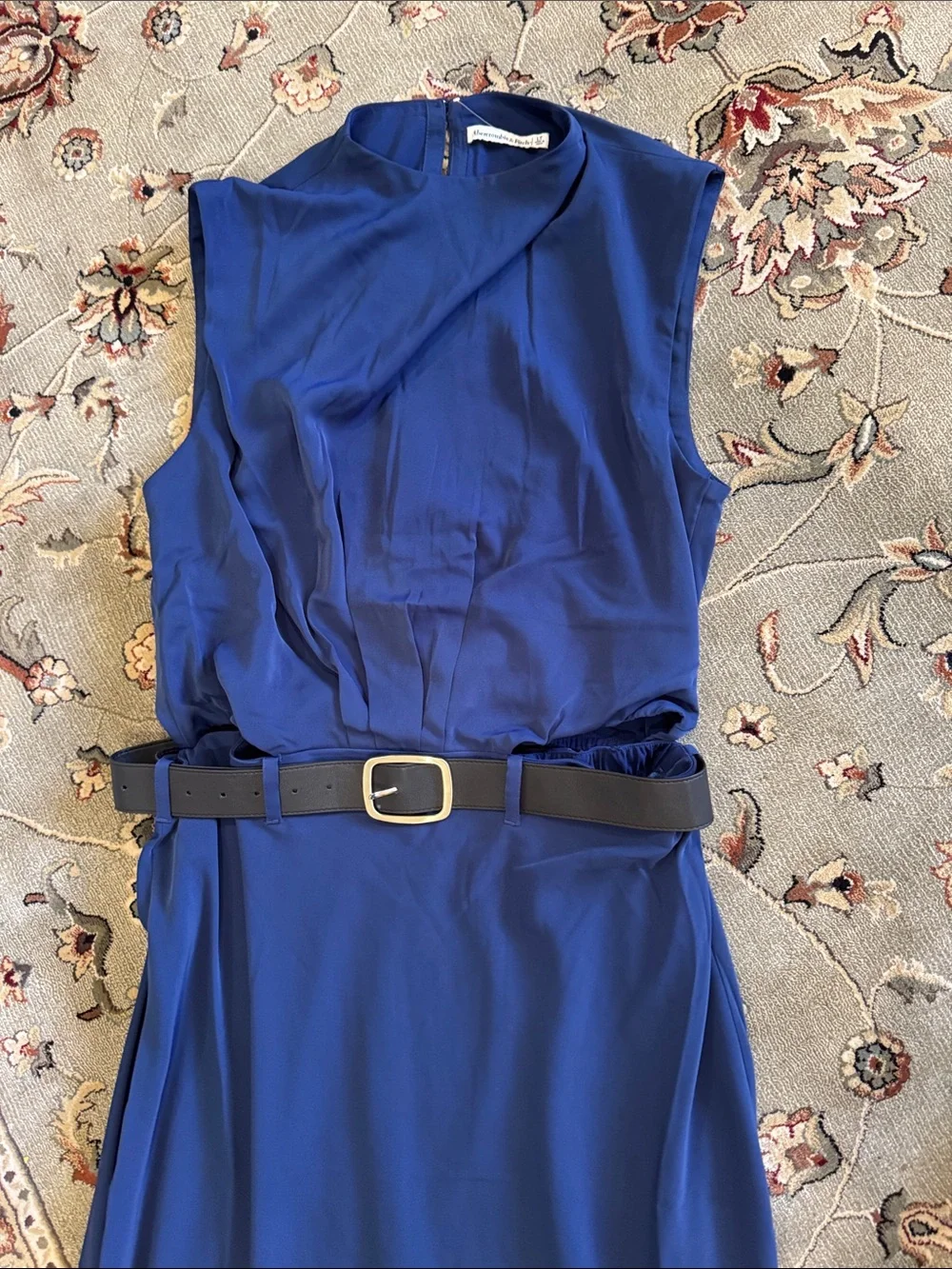 Abercrombie Sleeveless Navy Maxi Dress with Belt size l